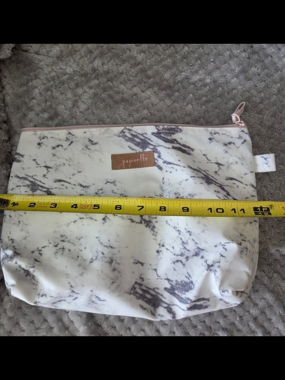 Papinelle Marble Cosmetic/Travel Bag  in White and Gray Marble Print